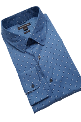 MICHAEL KORS TIDE BLUE PATTERN DRESS SHIRT