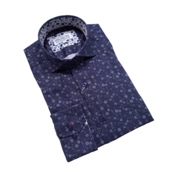 7 Downie St. Patterned Dress Shirt - Navy - FW 26 LS