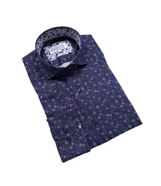 7 Downie St. 7 Downie St. Patterned Dress Shirt - Navy - FW 26 LS