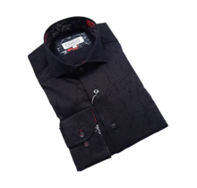 7 Downie St. Patterned Dress Shirt - Black - FW 98 LS