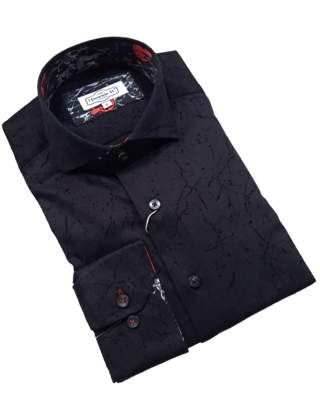 7 Downie St. Patterned Dress Shirt - Black - FW 98 LS