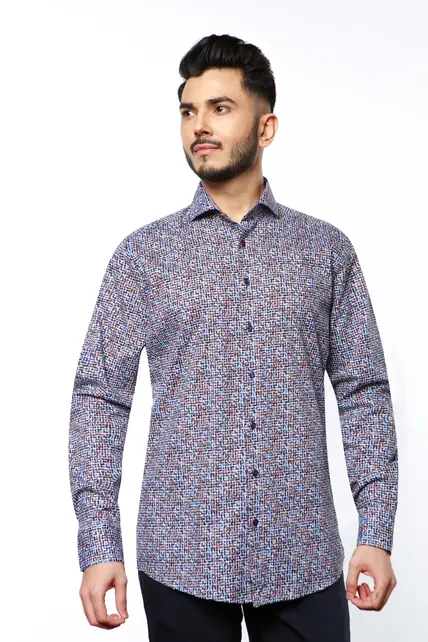 7 Downie St. Patterned Dress Shirt - Multi - FB 63 LS