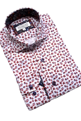 7 Downie Patterned Dress Shirt - Red - FW 5 LS