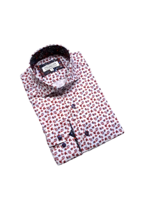 7 Downie Patterned Dress Shirt - Red - FW 5 LS