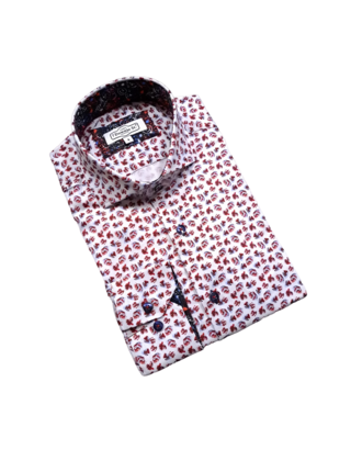 7 Downie Patterned Dress Shirt - Red - FW 5 LS