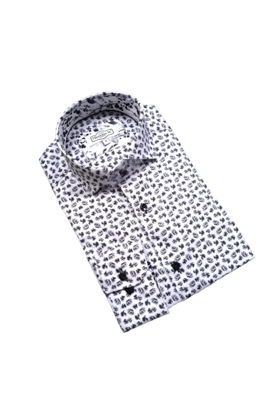 7 Downie St. Patterned Dress Shirt - White - FW 4 LS