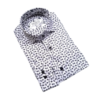 7 Downie St. Patterned Dress Shirt - White - FW 4 LS