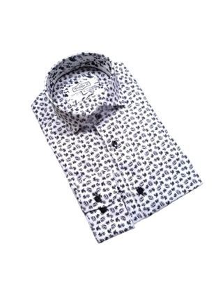 7 Downie St. Patterned Dress Shirt - White - FW 4 LS