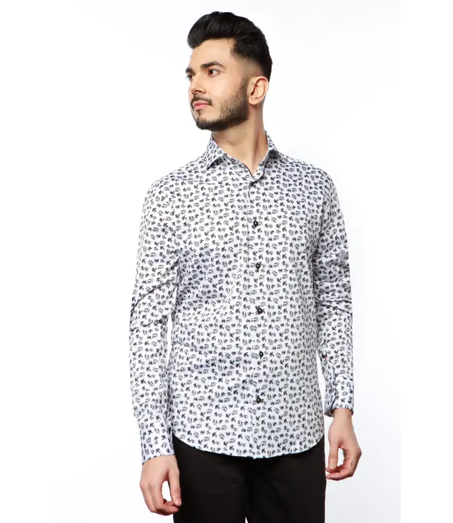 7 Downie St. 7 Downie St. Patterned Dress Shirt - White - FW 4 LS