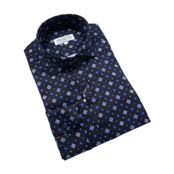 7 Downie St. Patterned Dress Shirt - FW 48 Navy LS