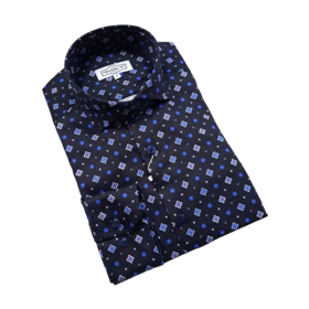 7 Downie St. Patterned Dress Shirt - FW 48 Navy LS
