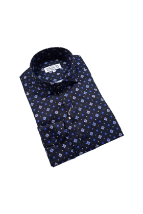 7 Downie St. Patterned Dress Shirt - FW 48 Navy LS