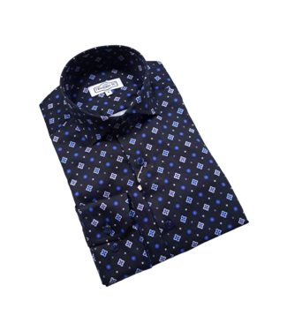 7 Downie St. 7 Downie St. Patterned Dress Shirt - FW 48 Navy LS
