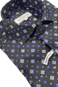 7 Downie St. Patterned Dress Shirt - FW 48 Navy LS