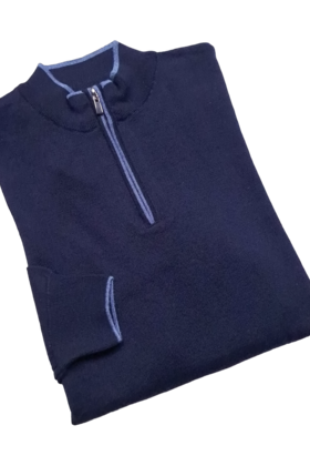 Lief Horsens 1/4 Zip Sweater - Navy