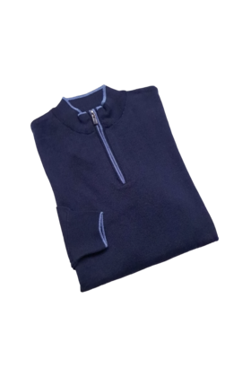 Lief Horsens 1/4 Zip Sweater - Navy