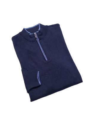 Lief Horsens 1/4 Zip Sweater - Navy