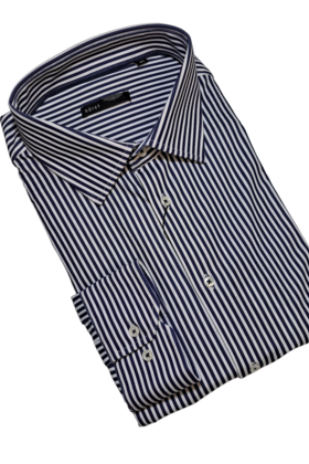 NAVY HORST STRETCH PINSTRIPE DRESS SHIRT
