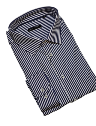 NAVY HORST STRETCH PINSTRIPE DRESS SHIRT