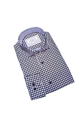 7 Downie St. Check Dress Shirt - Black - FW 78 LS