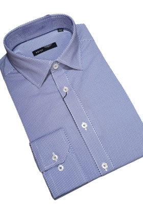Horst Diamond Patterned Dress Shirt - Blue