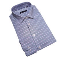 Horst Long Sleeve Soft Patterned Dress Shirt - Navy