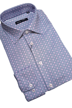 Horst Long Sleeve Soft Patterned Dress Shirt - Navy