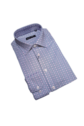 Horst Long Sleeve Soft Patterned Dress Shirt - Navy