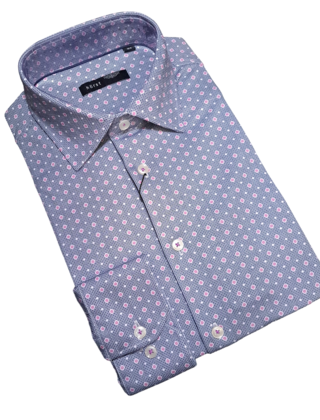 Horst Long Sleeve Soft Patterned Dress Shirt - Navy