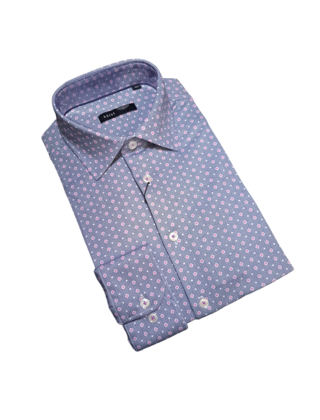 Horst Long Sleeve Soft Patterned Dress Shirt - Navy
