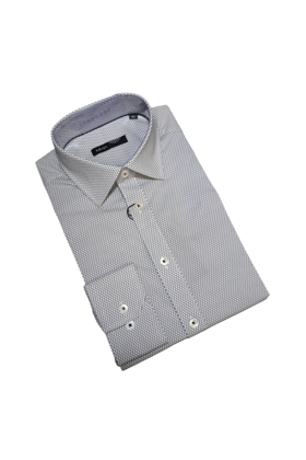 Horst Diamond Patterned Dress Shirt - White