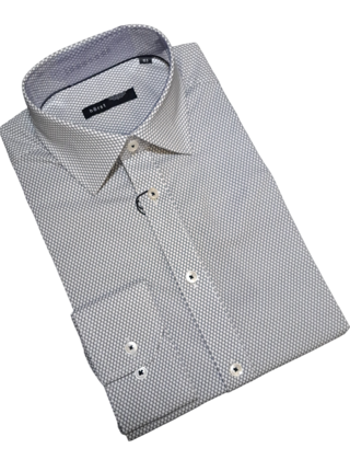 Horst Diamond Patterned Dress Shirt - White