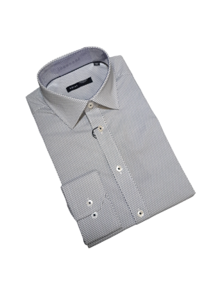 Horst Diamond Patterned Dress Shirt - White