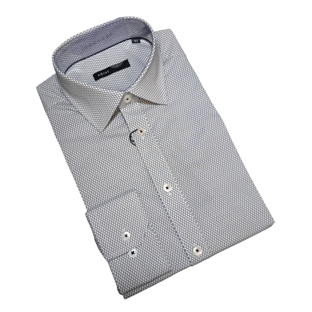 Horst Diamond Patterned Dress Shirt - White