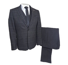 Lief Horsens Taylor 3 Piece Plaid Suit - Grey/Charcoal
