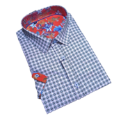 Sugar Short Sleeve Patterned Dress Shirt - Coterie - Sky