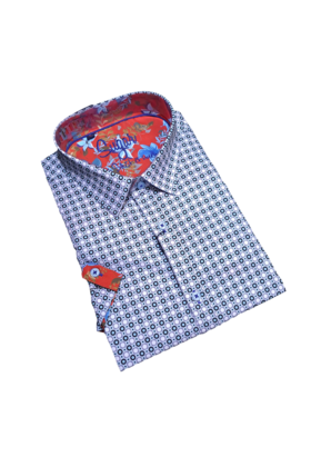 Sugar Short Sleeve Patterned Dress Shirt - Coterie - Sky