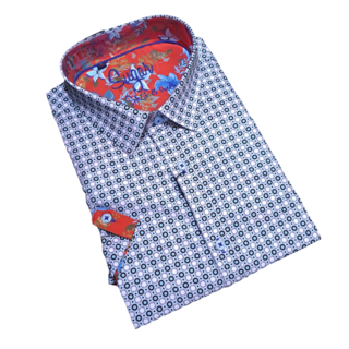 Sugar Short Sleeve Patterned Dress Shirt - Coterie - Sky