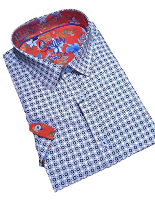 Sugar Short Sleeve Patterned Dress Shirt - Coterie - Sky