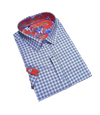 Sugar Short Sleeve Patterned Dress Shirt - Coterie - Sky