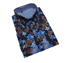 Sugar Short Sleeve Floral Dress Shirt - Essence - Indigo