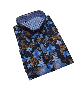 Sugar Short Sleeve Floral Dress Shirt - Essence - Indigo