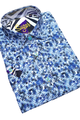 Sugar Short Sleeve Dress Shirt - Odelete - Sky