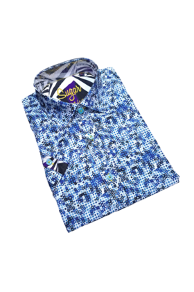 Sugar Short Sleeve Dress Shirt - Odelete - Sky