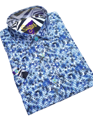 Sugar Short Sleeve Dress Shirt - Odelete - Sky