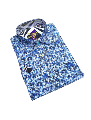 Sugar Short Sleeve Dress Shirt - Odelete - Sky