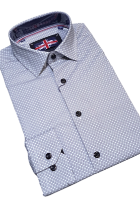 Soul Of London L/S Patterned Cotton Stretch Dress Shirt - Black