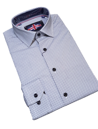 Soul Of London L/S Patterned Cotton Stretch Dress Shirt - Black