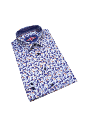 Soul Of London L/S Cotton Stretch Floral Dress Shirt - White