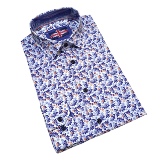 Soul Of London L/S Cotton Stretch Floral Dress Shirt - White